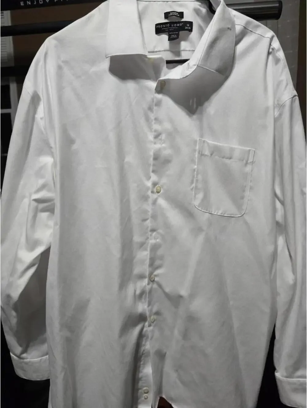 5 Pack Pronto Uomo White Long Sleeve Dress Shirt 100% Cotton Size 18 34/35